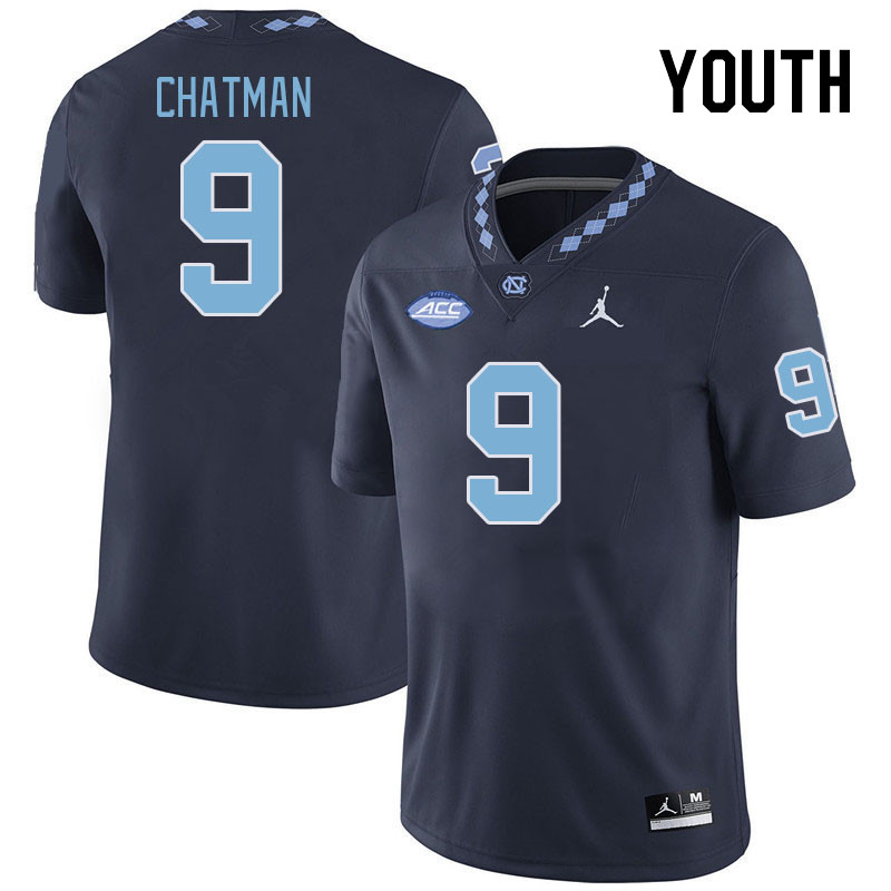 Youth #9 Armani Chatman North Carolina Tar Heels College Football Jerseys Stitched-Navy